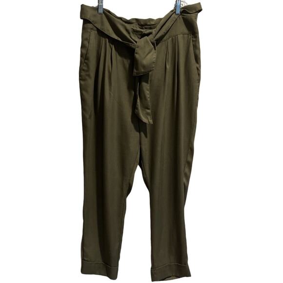 Anthropologie Pants - Anthropologie Pants Womens Size 14 Green Roll Waist Pleated Cuff Hem